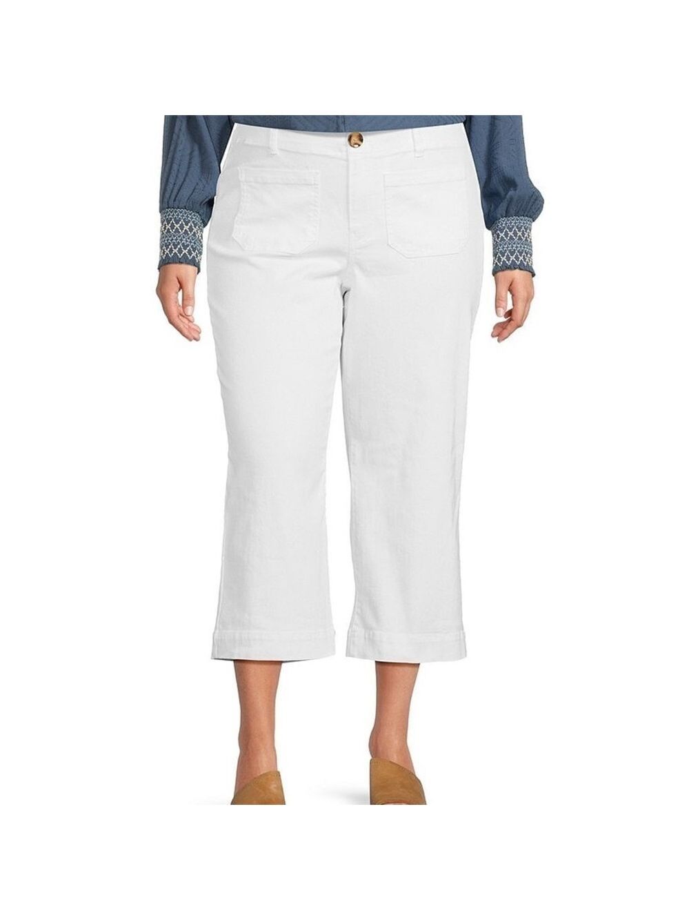 New Nurture Plus Size Patch Pocket Wide-Leg Cropped Pants